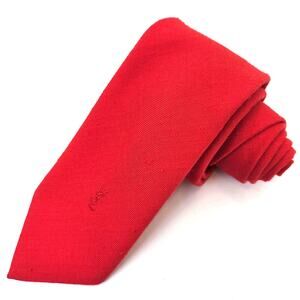 Yves Saint Laurent YSL Red Textured Silk Tie Vintage New York Paris Logo